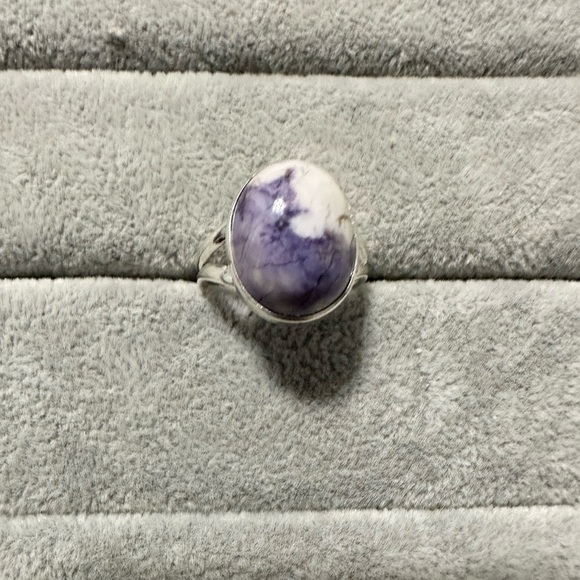 New Sterling Silver Purple Oval Morado Violet Flame Opal Ring Sz 8 Crystal - Picture 3 of 16